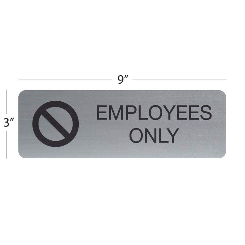 SBLABELS Employees Only Indoor Easy Adhesive Mount Door and Wall Sign for Private Rooms Restaraunts and Small Businesses 3" x 9" - Silver - Image 3